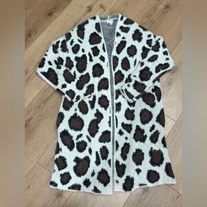 Leopard Print Open Front Cardigan